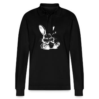 Mignon bébé lapin endormi avec de grandes oreilles - Polo à manches longues bio PREPSTER Stanley/Stella Unisexe - noir - Devant - Anna (173cm) & Nico (186cm)