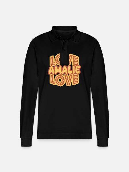 Gift for Amalie - Stanley/Stella Organic Unisex Long-Sleeved Polo Shirt Prepster - black