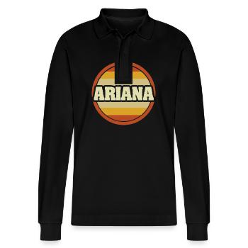 Ariana as a given name - Stanley/Stella Organic Unisex Long-Sleeved Polo Shirt Prepster - black - Front - Anna (173cm) & Nico (186cm)
