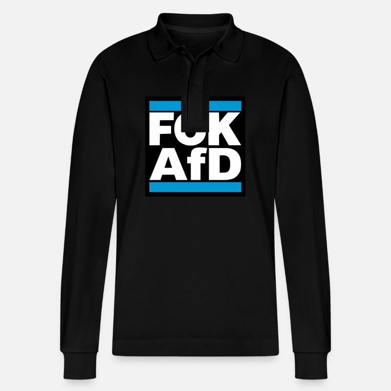 FCK AfD blue - Stanley/Stella Unisex Bio-Langarm-Poloshirt Prepster - Schwarz