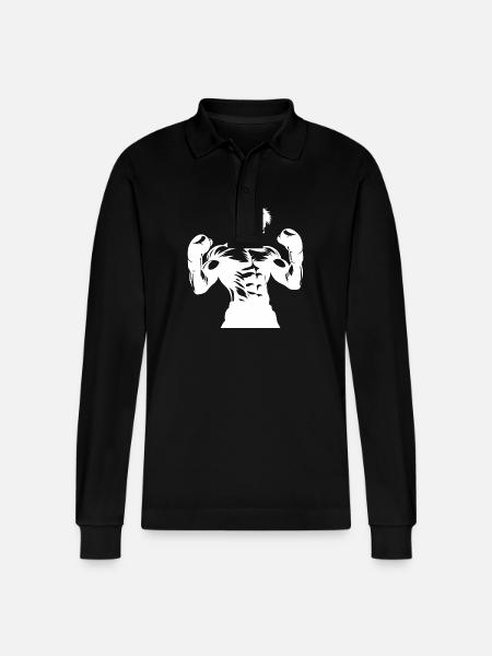 Powerful boxer with raised fists - Stanley/Stella Organic Unisex Long-Sleeved Polo Shirt Prepster - black