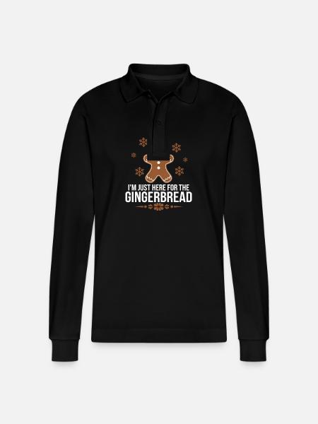 Gingerbread Gingerbread Man Christmas - Stanley/Stella Organic Unisex Long-Sleeved Polo Shirt Prepster - black