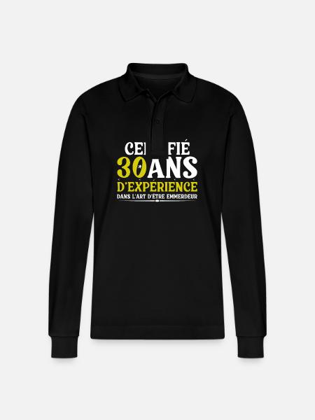 30 years - Stanley/Stella Organic Unisex Long-Sleeved Polo Shirt Prepster - black
