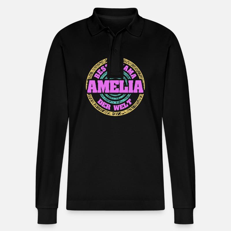 Mutter Amelia - Stanley/Stella Unisex Bio-Langarm-Poloshirt Prepster - Schwarz