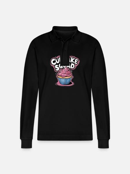Cupcake Squad Cake Cupcake Muffin - Stanley/Stella Organic Unisex Long-Sleeved Polo Shirt Prepster - black