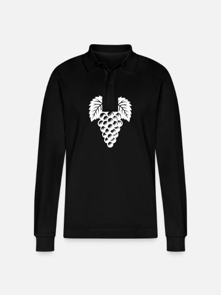 Grapes Grapes and leaves - Stanley/Stella Organic Unisex Long-Sleeved Polo Shirt Prepster - black