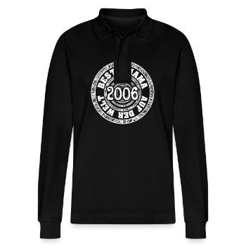 2006 - Stanley/Stella Organic Unisex Long-Sleeved Polo Shirt Prepster - black - Front - Anna (173cm) & Nico (186cm)