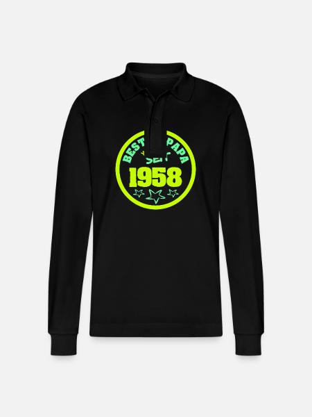 1958 - Stanley/Stella Organic Unisex Long-Sleeved Polo Shirt Prepster - black
