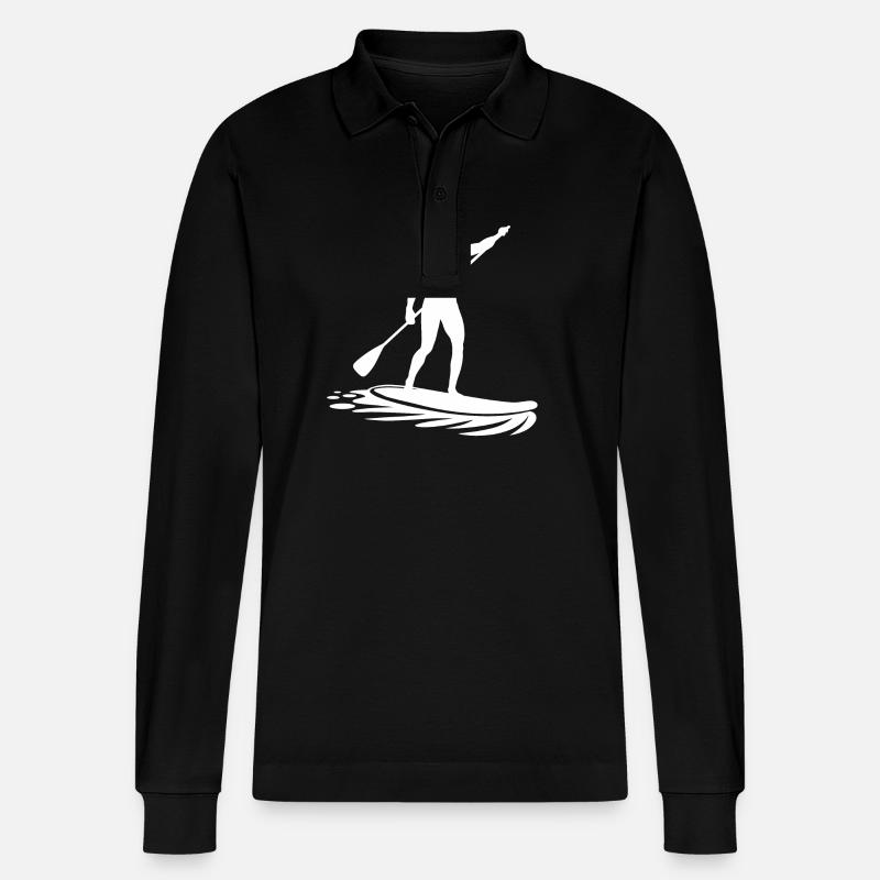 Stand Up Paddle Freizeit Urlaub - Stanley/Stella Unisex Bio-Langarm-Poloshirt Prepster - Schwarz