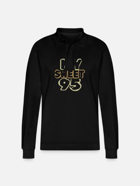 Birthday 95 - Stanley/Stella Organic Unisex Long-Sleeved Polo Shirt Prepster - black