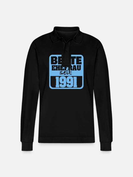 Ehe 1991 - Stanley/Stella Unisex Bio-Langarm-Poloshirt Prepster - Schwarz