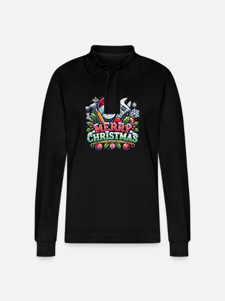 Handyman Christmas Artisan - Stanley/Stella Organic Unisex Long-Sleeved Polo Shirt Prepster - black