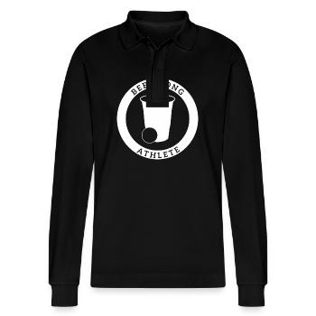 Beer Pong Athlete - Stanley/Stella Unisex Bio-Langarm-Poloshirt Prepster - Schwarz - Vorne - Anna (173cm) & Nico (186cm)