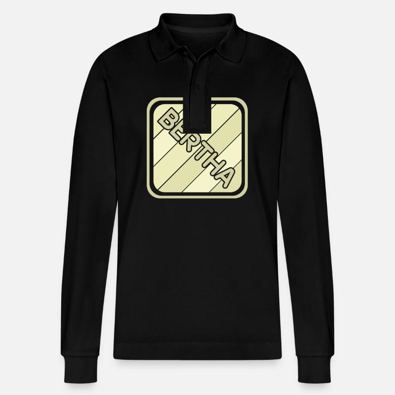 Bertha als Mädchenname - Stanley/Stella Unisex Bio-Langarm-Poloshirt Prepster - Schwarz