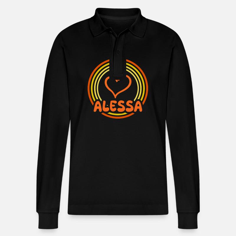 Alessa als Name - Stanley/Stella Unisex Bio-Langarm-Poloshirt Prepster - Schwarz