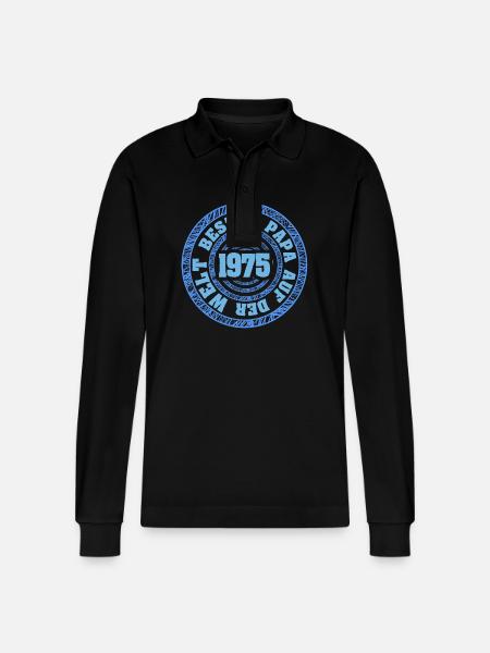 Papa 1975 - Stanley/Stella Organic Unisex Long-Sleeved Polo Shirt Prepster - black