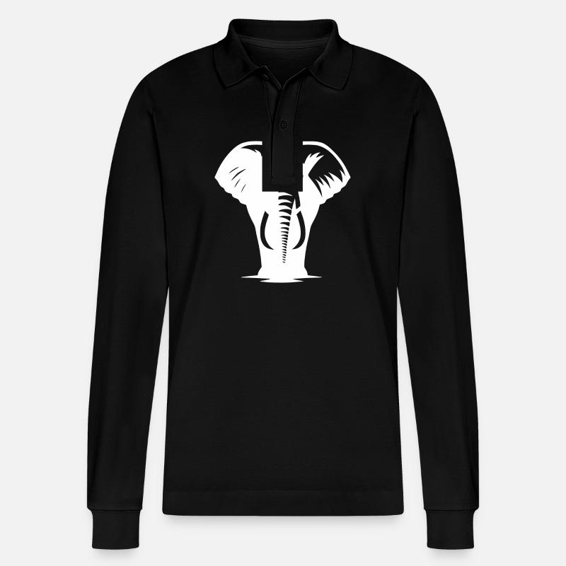 Ritratto di elefante proboscide con zanne - Polo a manica lunga ecologica unisex Prepster di Stanley/Stella - nero