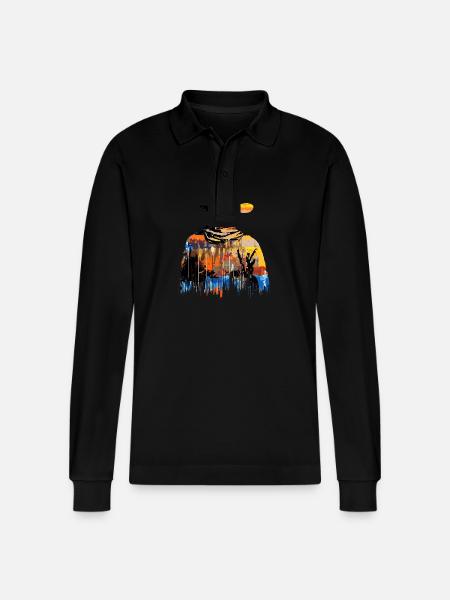 American Man Western Country Tradition Culture - Stanley/Stella Organic Unisex Long-Sleeved Polo Shirt Prepster - black