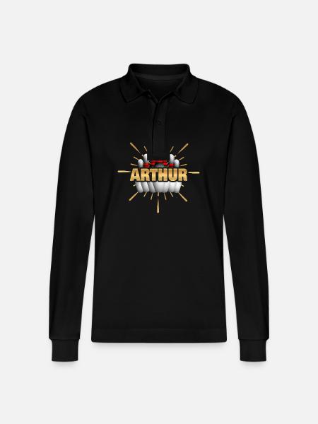 Arthur as Bowling - Stanley/Stella Organic Unisex Long-Sleeved Polo Shirt Prepster - black