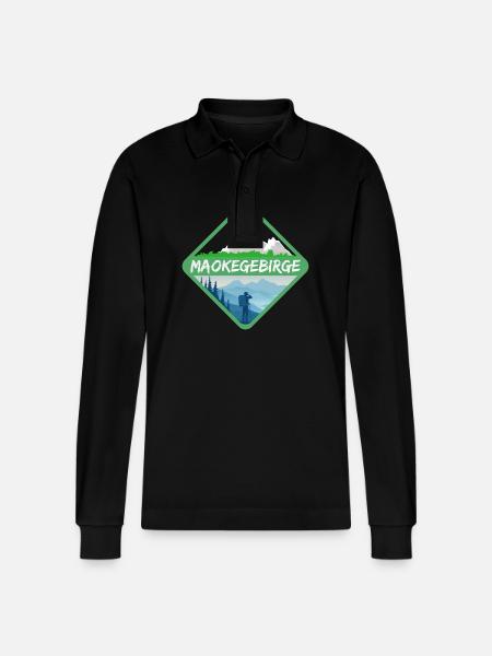 Natur Maokegebirge - Stanley/Stella Unisex Bio-Langarm-Poloshirt Prepster - Schwarz