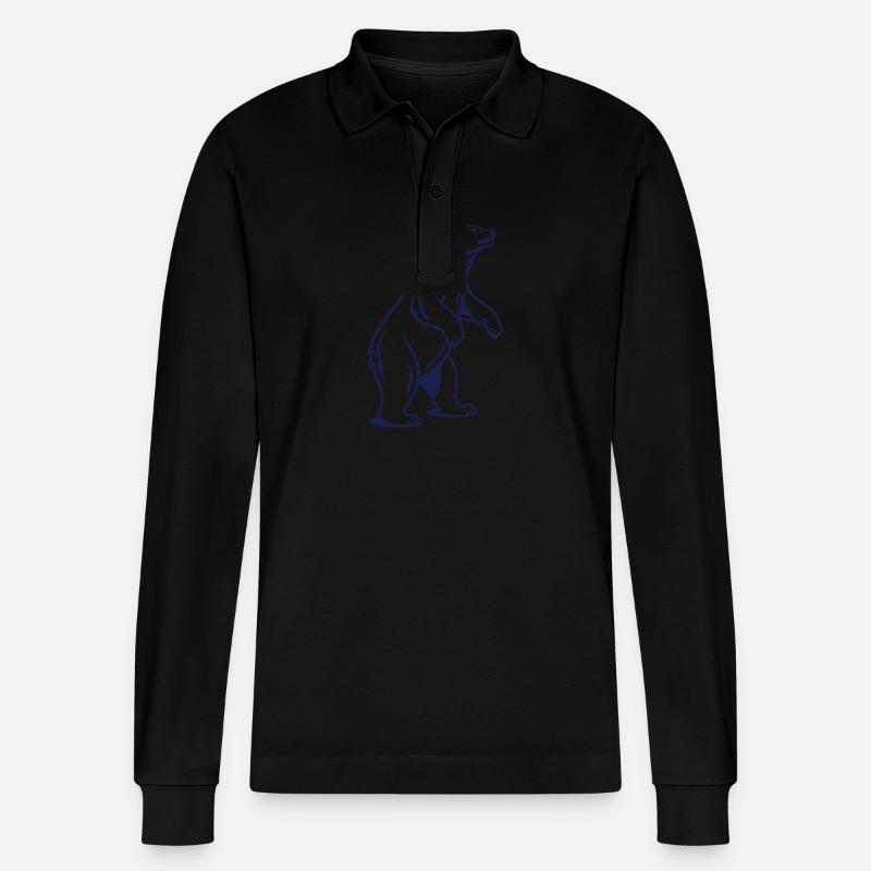 Bär steht stolz - Stanley/Stella Unisex Bio-Langarm-Poloshirt Prepster - Schwarz