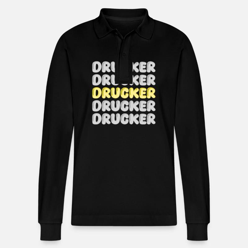 Geschenk für Drucker - Stanley/Stella Unisex Bio-Langarm-Poloshirt Prepster - Schwarz