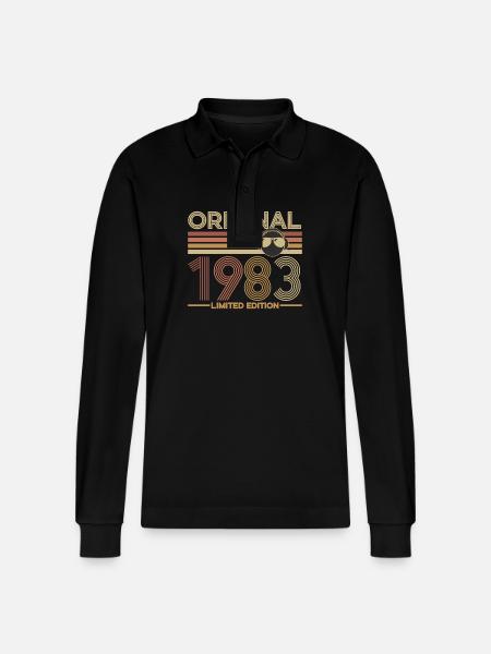 1983 - Stanley/Stella Organic Unisex Long-Sleeved Polo Shirt Prepster - black