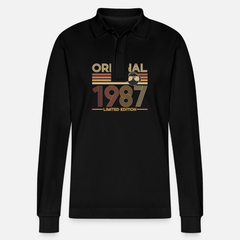 1987 - Stanley/Stella Unisex Bio-Langarm-Poloshirt Prepster - Schwarz