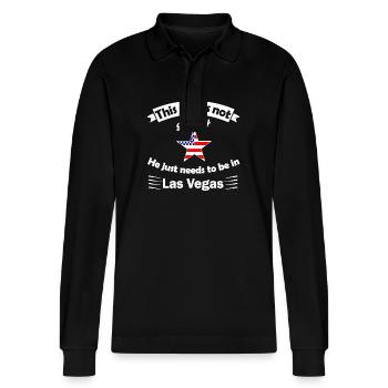 Le voyage à Las Vegas - Polo à manches longues bio PREPSTER Stanley/Stella Unisexe - noir - Devant - Anna (173cm) & Nico (186cm)