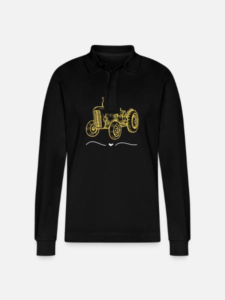Traktor / traktor / traktor - Stanley/Stella Prepster økologisk unisex langærmet poloshirt - sort