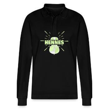 String instrument Hennes - Stanley/Stella Organic Unisex Long-Sleeved Polo Shirt Prepster - black - Front - Anna (173cm) & Nico (186cm)