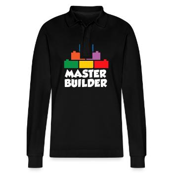 Brick Builder Brick Building Master Builder - Stanley/Stella Organic Unisex Long-Sleeved Polo Shirt Prepster - black - Front - Anna (173cm) & Nico (186cm)