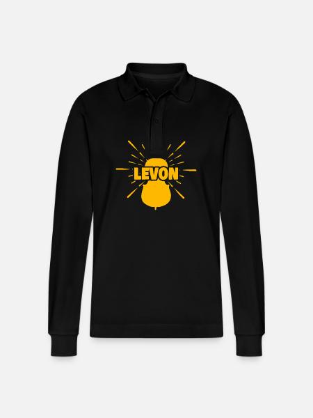 Gift for Levon - Stanley/Stella Organic Unisex Long-Sleeved Polo Shirt Prepster - black
