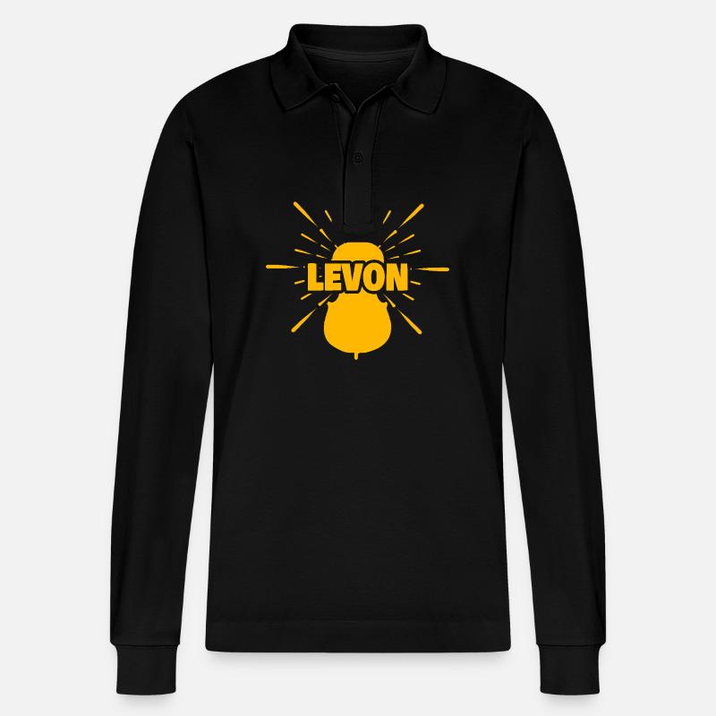 Geschenk für Levon - Stanley/Stella Unisex Bio-Langarm-Poloshirt Prepster - Schwarz