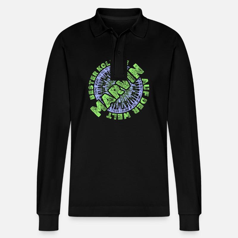 Geschenk für Marvin - Stanley/Stella Unisex Bio-Langarm-Poloshirt Prepster - Schwarz