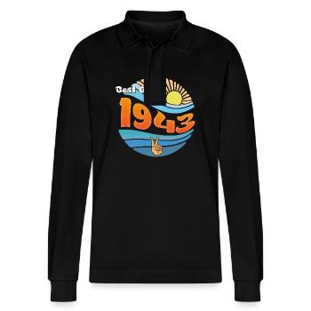 Vintage 1943 – Celebrating 82 Years of Memories - Stanley/Stella Organic Unisex Long-Sleeved Polo Shirt Prepster - black - Front - Anna (173cm) & Nico (186cm)