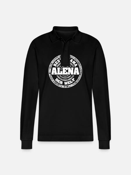 Gift for Alena - Stanley/Stella Organic Unisex Long-Sleeved Polo Shirt Prepster - black