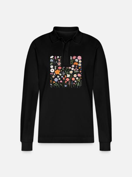 Blumen Liese - Stanley/Stella Unisex Bio-Langarm-Poloshirt Prepster - Schwarz