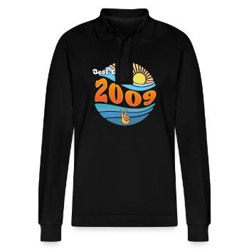 Born 2009 – Celebrating 16 Amazing Years - Stanley/Stella Organic Unisex Long-Sleeved Polo Shirt Prepster - black - Front - Anna (173cm) & Nico (186cm)