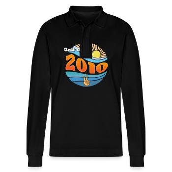 Born 2010 – Celebrating 15 Unforgettable Years - Stanley/Stella Organic Unisex Long-Sleeved Polo Shirt Prepster - black - Front - Anna (173cm) & Nico (186cm)