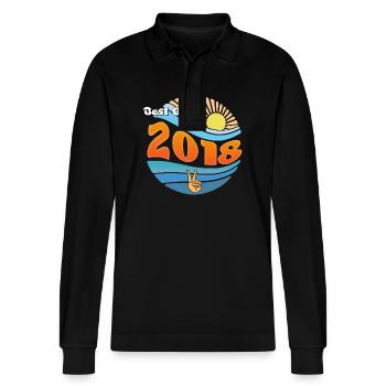 Best of 2018 – 7 Years of Unforgettable Moments - Stanley/Stella Organic Unisex Long-Sleeved Polo Shirt Prepster - black - Front - Anna (173cm) & Nico (186cm)