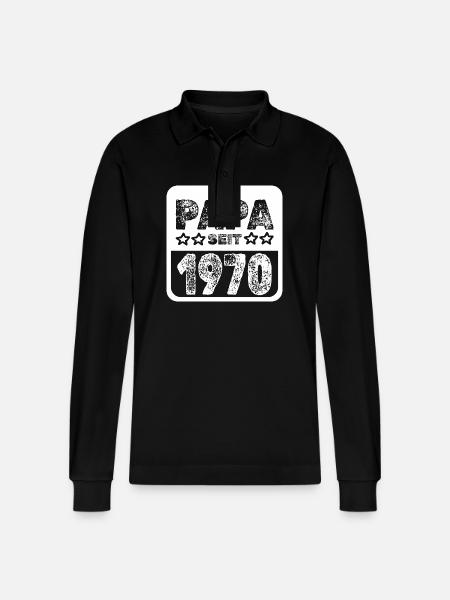 1970 1970 - Stanley/Stella Organic Unisex Long-Sleeved Polo Shirt Prepster - black