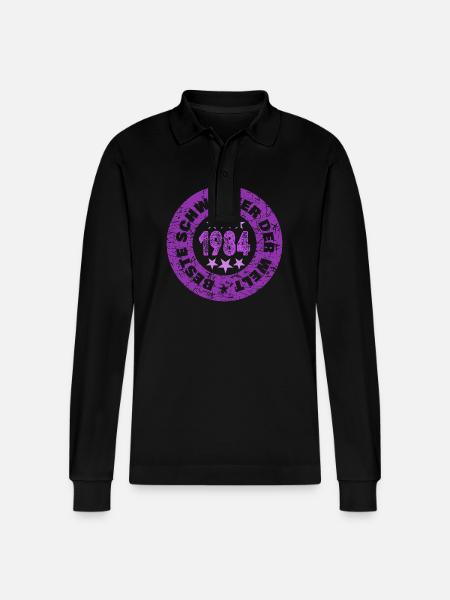 Year 1984 - Stanley/Stella Organic Unisex Long-Sleeved Polo Shirt Prepster - black