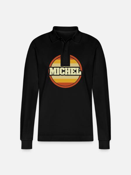 First name Michel - Stanley/Stella Organic Unisex Long-Sleeved Polo Shirt Prepster - black
