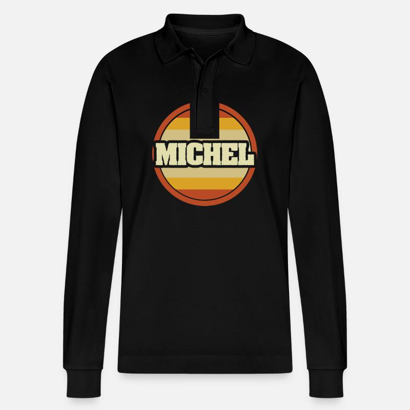 Vorname Michel - Stanley/Stella Unisex Bio-Langarm-Poloshirt Prepster - Schwarz