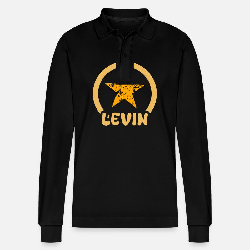 Levin as a given name - Stanley/Stella Organic Unisex Long-Sleeved Polo Shirt Prepster - black