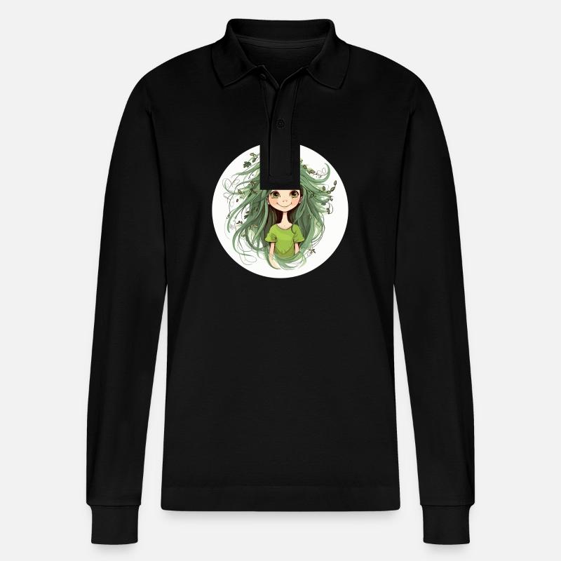 Waldfee grün - Stanley/Stella Unisex Bio-Langarm-Poloshirt Prepster - Schwarz