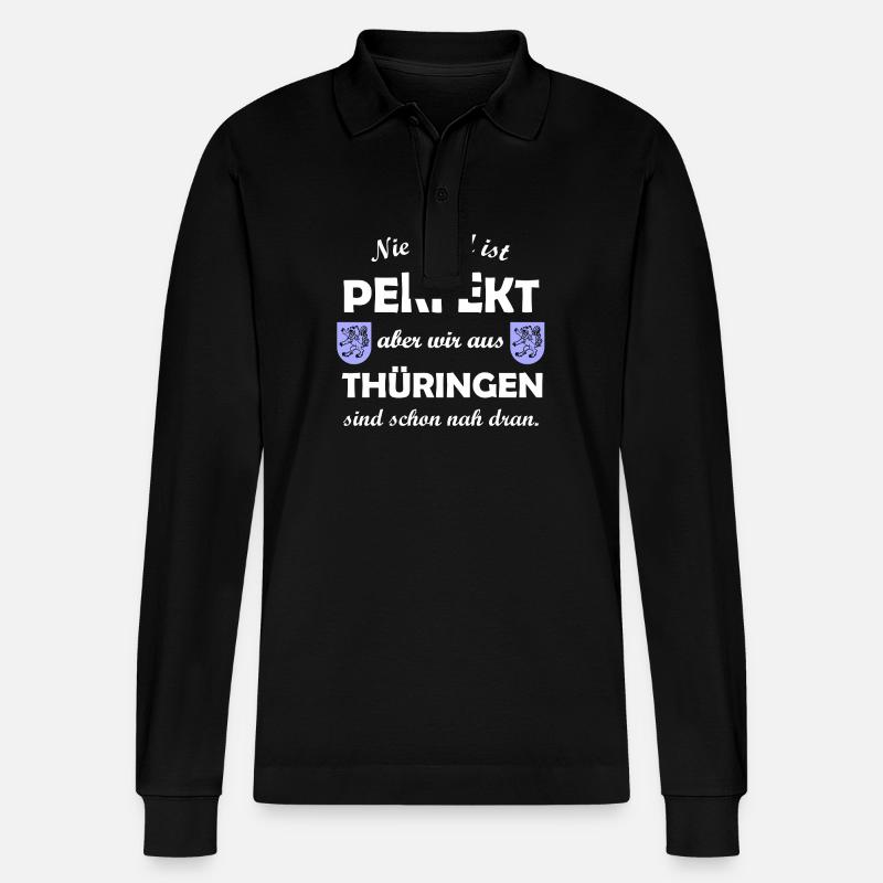 Die Thüringen im Osten - Stanley/Stella Unisex Bio-Langarm-Poloshirt Prepster - Schwarz