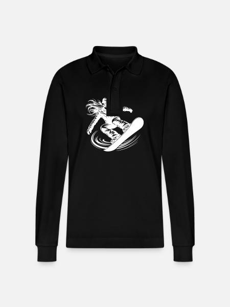 Cool snowboarder snowboarding with elegance - Stanley/Stella Organic Unisex Long-Sleeved Polo Shirt Prepster - black
