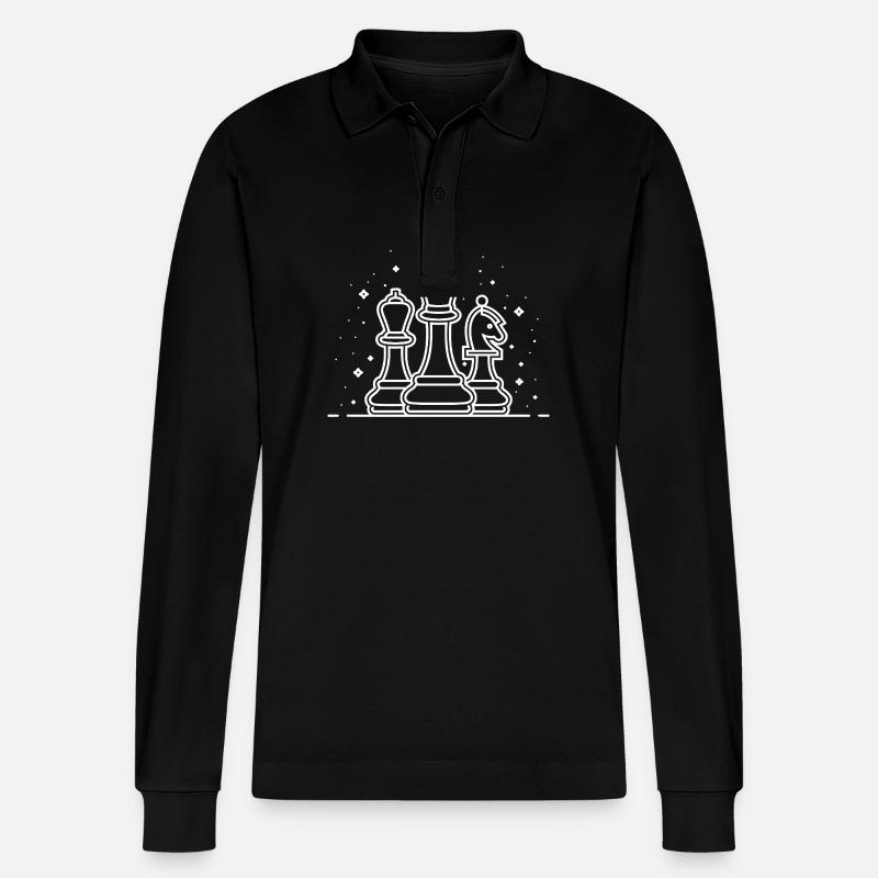 Chess Pieces Trait Sketch - Stanley/Stella Organic Unisex Long-Sleeved Polo Shirt Prepster - black